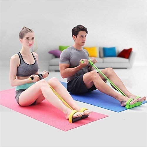 Foot Pedal Resistance Band Elastic Sit-up Pull Rope Yoga Fitness Gym – Elastic Pull Ropes Tummy Trimmer (random Colors)